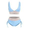 thumbnail image 6 of Rrunsv Women's High Waisted Bikini Sets Two Piece Bathing Suit Tummy Control Swimsuit Swimwear Blue,L, 6 of 6