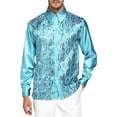 thumbnail image 3 of Shiny Metallic Sequin Shirt for Men Long Sleeve Button Down Collared Dress Shirt Disco Party Wedding Formal Suit, 3 of 5