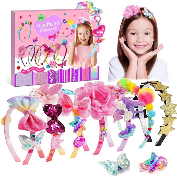 Arts and Crafts Toy for Girls 3-6 Years, DIY Headband Making Kit for Girls 3 4 5 6 7 8 Year Old, Birthday Gifts