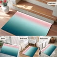 thumbnail image 6 of Pink Turquoise Ombre Bathroom Mat 2x3 FT, Non Slip Small Kitchen Mat, Teal Modern Geometric Striped Abstract Art Washable Soft Backed Front Door Throw Rug Indoor Outdoor Doormat for Entryway Sink, 6 of 9