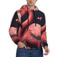 thumbnail image 2 of Honeii Colorful Floral Flamingo Pattern Mens Hoodies Men's Loose Sleeve Sweatshirt,Pullover Hooded Sweatshirt for Men,Essentials Hoodie-X-Large, 2 of 7