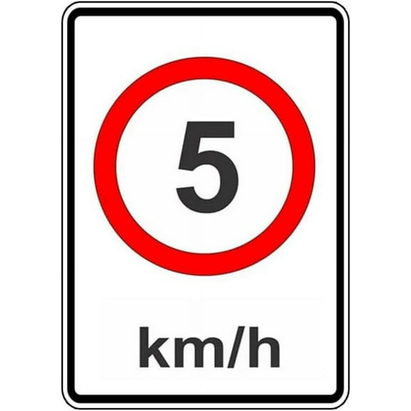 Funny Metal Tin Sign Caution 10 Km/H In Roundel Traffic Sign Metal Slow Down Poster Plaque Poster 8 x 12 Inch