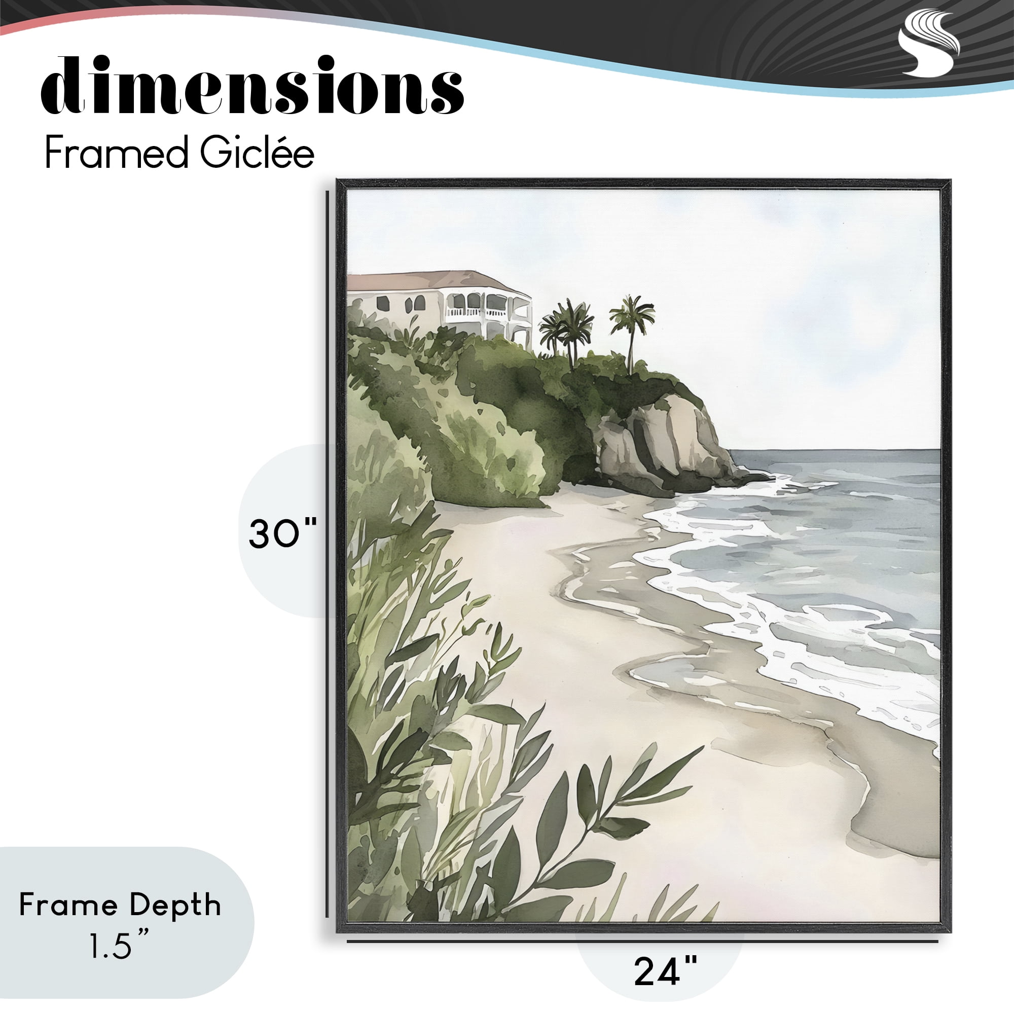 Stupell Industries Coastal Calm Villa on Bluff Black Framed Giclee Art, design by Riley B