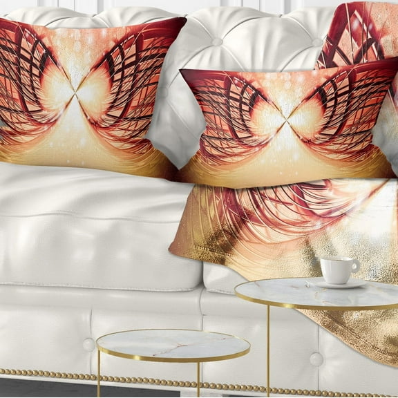 Designart Bright Light on Red Fractal Design - Abstract Throw Pillow - 12x20