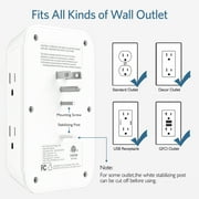 LENCENT Wall Outlet Extender,Multi usb plug 6 way outlet,2 to 3 prong outlet adapter Surge Protector with Type-C & 2 USB Ports,Electrical Outlet splitter Wall Tap for home