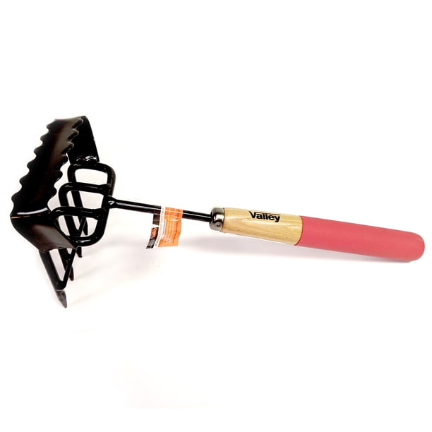 Valley GTCLT4H12 4 Tine Hand Scuffle Hoe/Cultivator, 12" Wood Handle