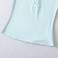 thumbnail image 5 of Arlun Womens Short Sleeve Tops Button up V-Neck Henley Solid Color Stretch Tight T Shirts Slim Fit Casual Summer Tops Basic Tee Shirts Light Blue M, 5 of 8