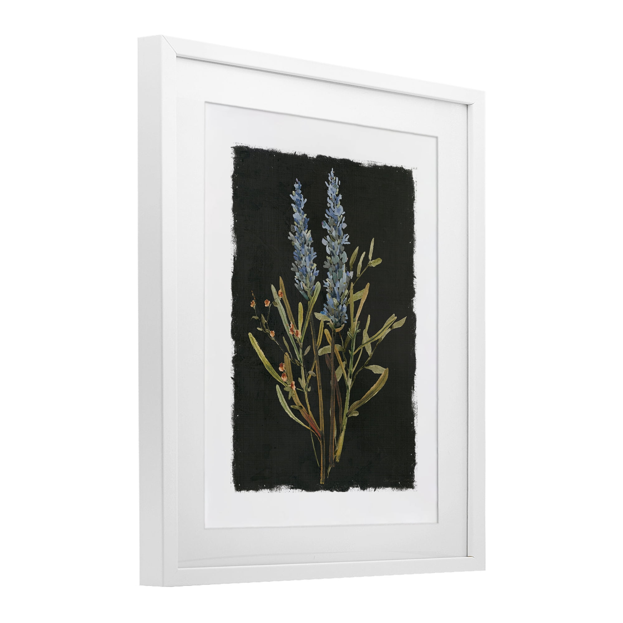 Stupell Industries Lavender Sprigs on Dark Background White Framed Print Under Glass, design by Carol Robinson