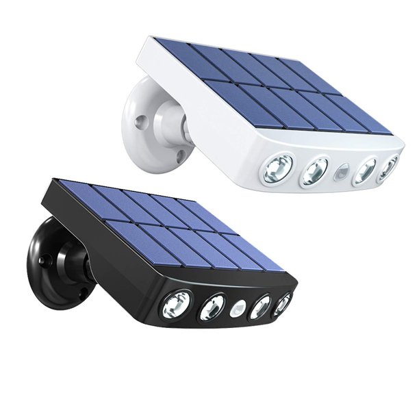 Luces solares Luces de seguridad con sensor de movimiento solar para exteriores con 3 modos 120 Gran angular Luz de pared LED con energía solar,Blanco,Blanco cálido. Afortunado Sencillez