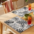 thumbnail image 4 of Balck Monstera Deliciosa Placemats Set of 2 Summer Botanical Tropical Vintage Place Mats Indoor Wipeable Table Mats Washable Cloth Dining Table Placemats for Kitchen Holiday Party Decor 13x19 Inch, 4 of 9