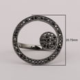 thumbnail image 2 of 0.8ct Round Shape Black Spinel Gemstone 925 Sterling Silver Black Plated Open Circle Women Ring, 2 of 5