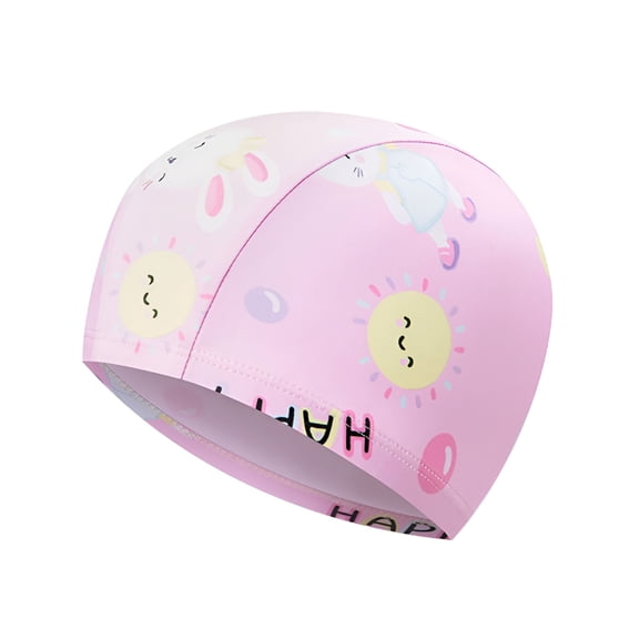 TELOLY Swim Cap for Kids Quick-Dry Soft Stretchable Swimming Hat Cartoon Printed Boys Girls Swimming Cap for Beach and Pool 3-10 Years