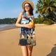 thumbnail image 3 of Easygdp Colorful Cow Pasture para Vestido Transpirable de Mujer, Vestido Suelto de Manga Corta con Pliegues y Bolsillos para el Verano, 3 of 7