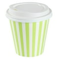 thumbnail image 5 of Restpresso 8 oz Green and White Stripe Paper Single Wall Coffee Cup - with White Lid - 3 1/2"x 3 1/2"x 4" - 20 count box, 5 of 11