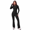 thumbnail image 2 of Veballensty Women's 2 Piece Yoga Outfit, Zip Up Long Sleeve Cropped Jacket & High Waist Flared Leggings Workout Tracksuit for Gym Running, 2 of 9