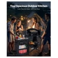 thumbnail image 4 of BNHHYYDS Camping Kitchen Table, Portable Outdoor Cook Station with Storage, Detachable Windscreen, Aluminum Folding Table for BBQ, Picnic, RV, Black, 4 of 5