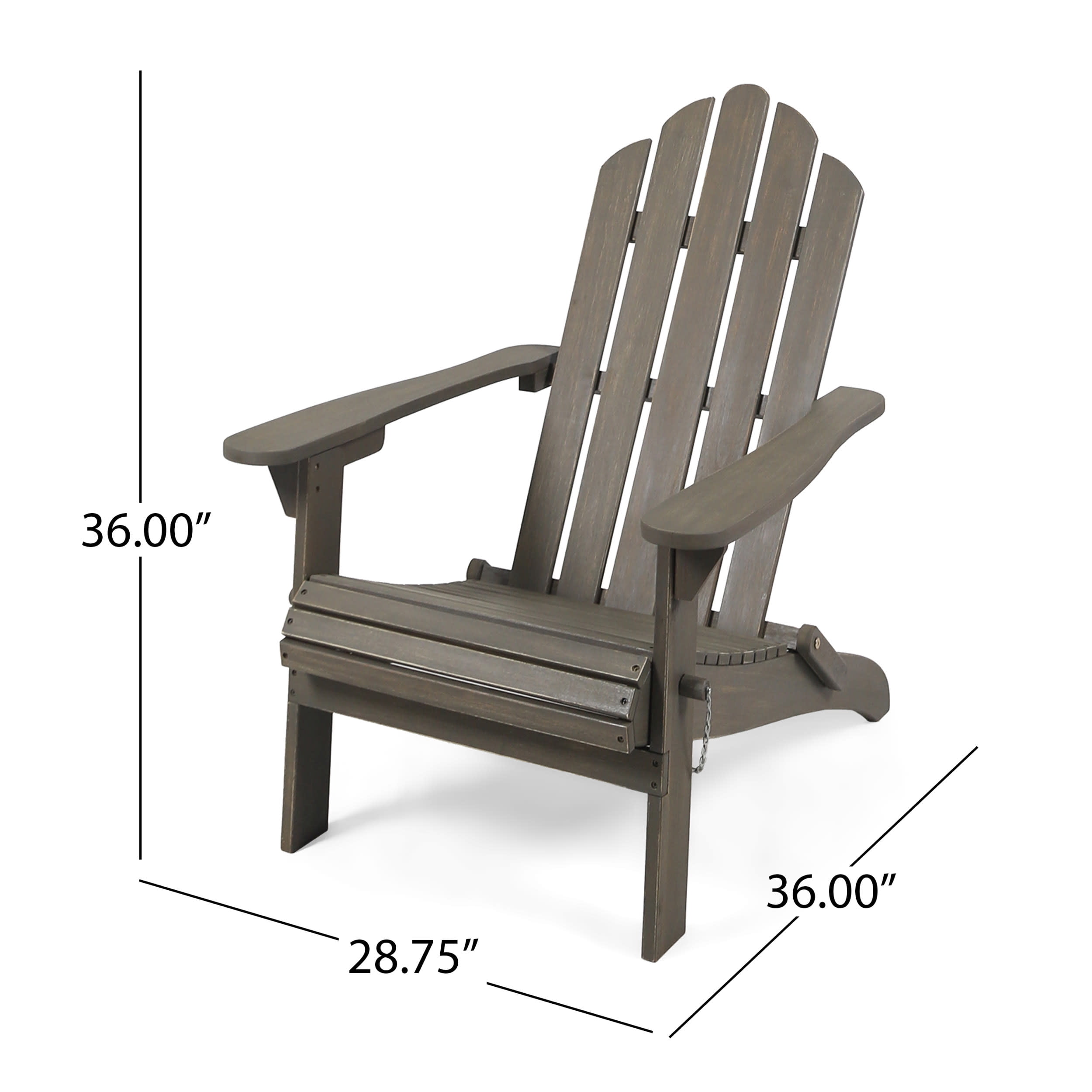 Cytheria Acacia Wood Outdoor Foldable Adirondack Chairs, Set of 2, Gray