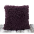 thumbnail image 1 of Fennco Styles Geniune Mongolian Lamb Fur Throw Pillow (Eggplant, 16"x16" Pillow), 1 of 2