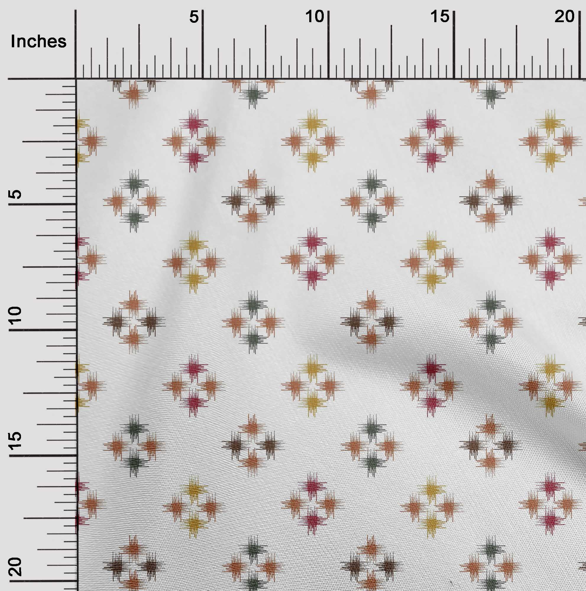 oneOone Organic Cotton Poplin Twill Fabric Geometric Line Ikat Print ...