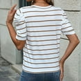 thumbnail image 6 of Rezuofi 1 Pcs Women's Short Puff Sleeve Knit Tops 2025 Trendy Crewneck Striped T Shirts Casual Summer Blouses, 6 of 8
