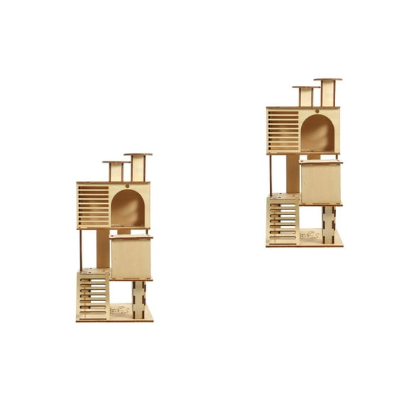 Set of 2 Obstacle Hamster Villa House Cage Decoration Fitness
