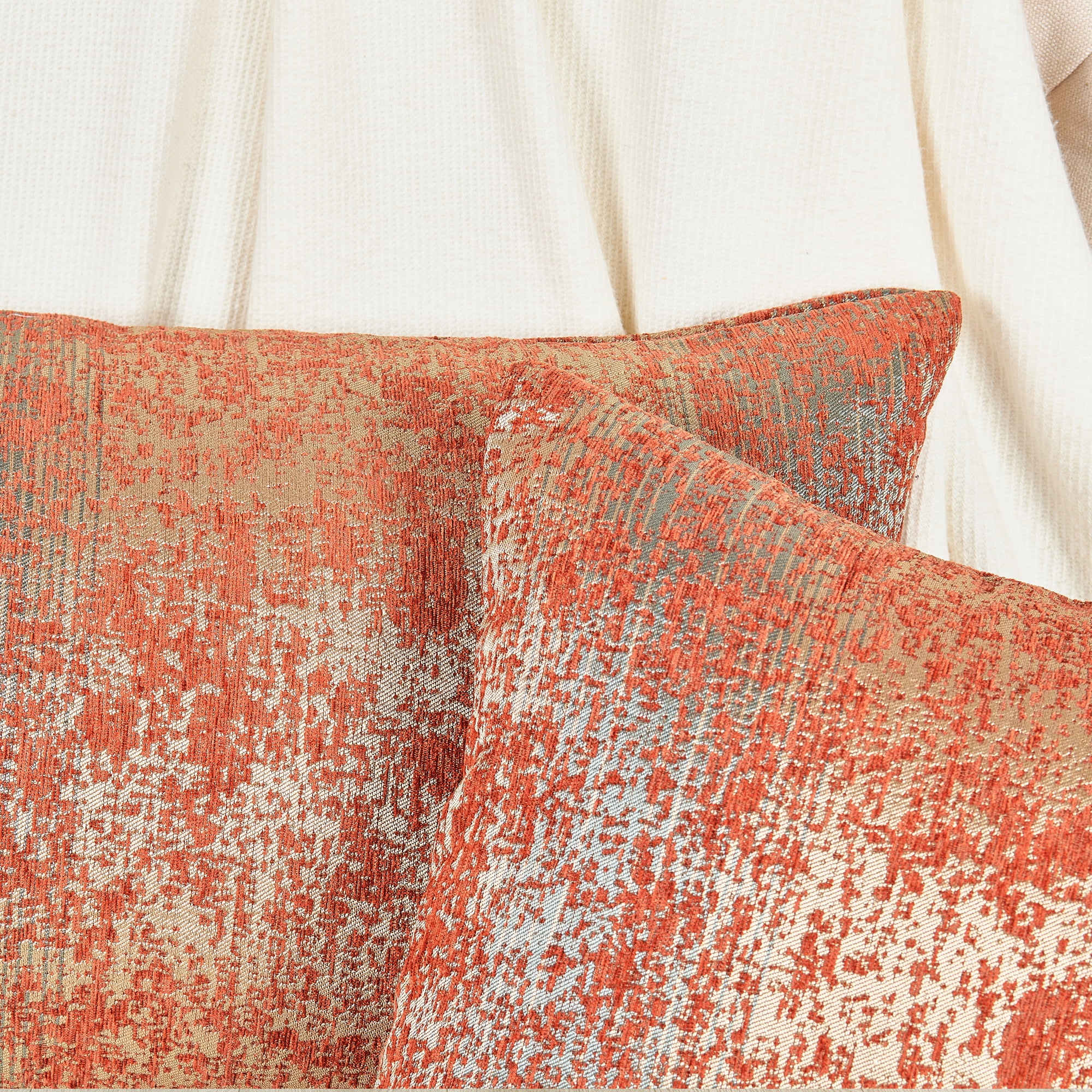 Home Soft Things Jacquard Chenille Big Zipper Throw Pillow Cover 2 Piece Set - Orange - 14" x 26"