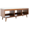 thumbnail image 6 of SAFAVIEH Cricket Open Shelf Bench with Cushion, Cream Linen/Natural Acacia (47.6 in. W x 14 in. D x 18 in. H), 6 of 12