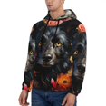 thumbnail image 3 of Pofeuu Colorful Floral Black Dog Print Mens Casual Hooded Collar Drawstring Hoodies Pullover Sweatshirts Casual Long Sleeve Shirts-4X-Large, 3 of 7