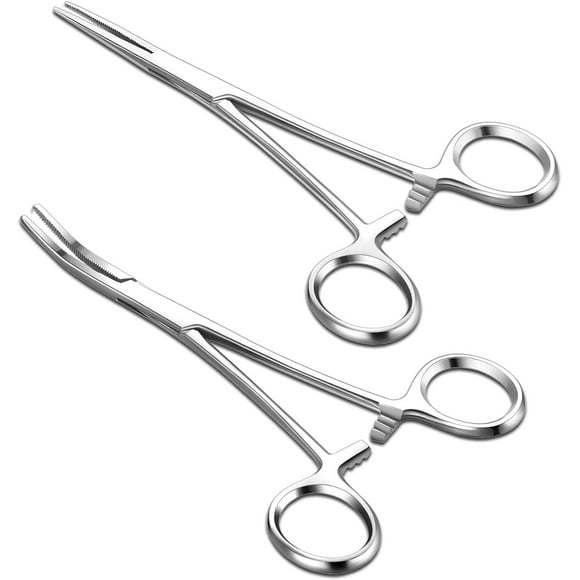 EcoNesxp UrbanMingle Elbow and Straight Multipurpose Fish Hook Removal Tool Stainless Steel Hemostats Fishing Pliers Set Serrated Jaw Tweezers Lightweight Fishing Pliers Scissors
