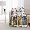 thumbnail image 3 of Rdsfhsp Book Lover Bookshelf Floral Soft Flannel Throw Blanket, Ultra Soft Plush Reading Blanket for Couch Sofa Bed, Cozy Gift Blanket for Readers, Library Decor and Home 60"x50", 3 of 5