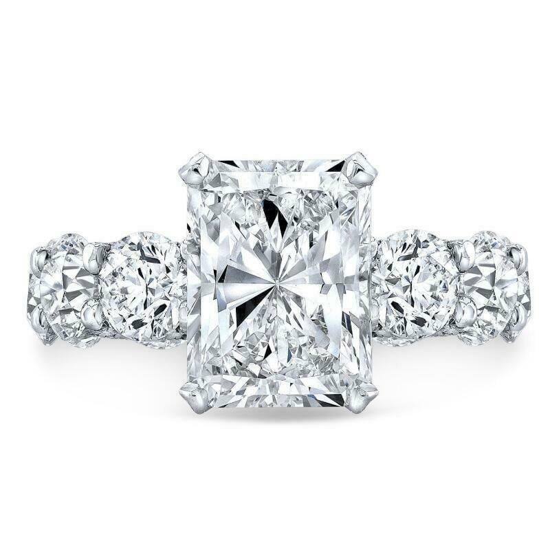 HeartsAndYou 7ct Radiant Cut Moissanite Cocktail Eternity Engagement Ring for Women 18k White Gold over Silver