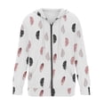 thumbnail image 5 of Puntoco moda mujer manga larga cremallera frente abierto suelta prendas de vestir exteriores blusa estampada abrigo Tops bolsillos blusa con capucha liquidación Puntoco Puntoco-6470, 5 of 5