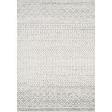 Surya Elaziz ELZ-2308 94 x 132" Rectangle Fabric Rug in Light Gray/Gray/White