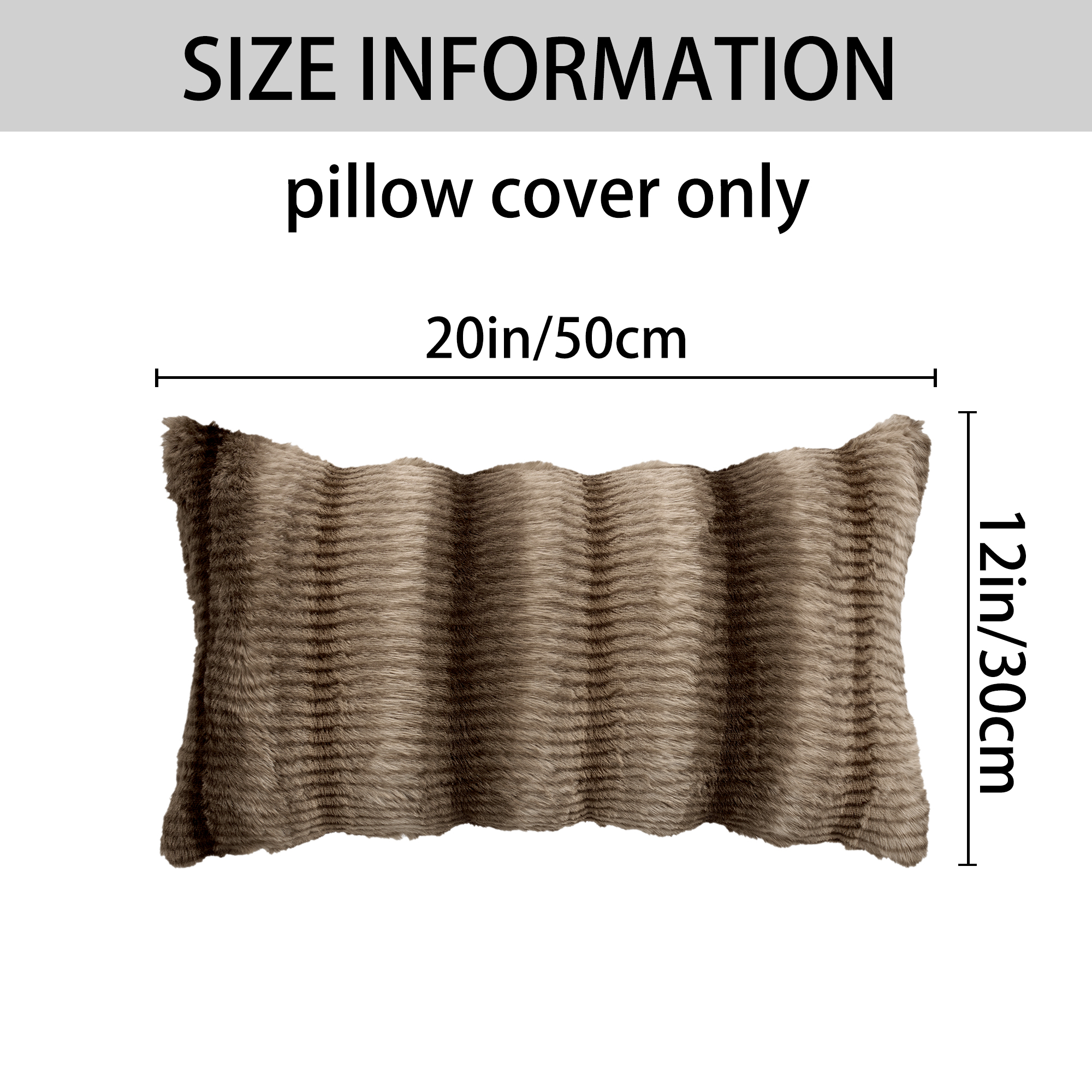 Unique Bargains Pack of 2 Plush Striped Pillow Covers 20" x 12" Brown