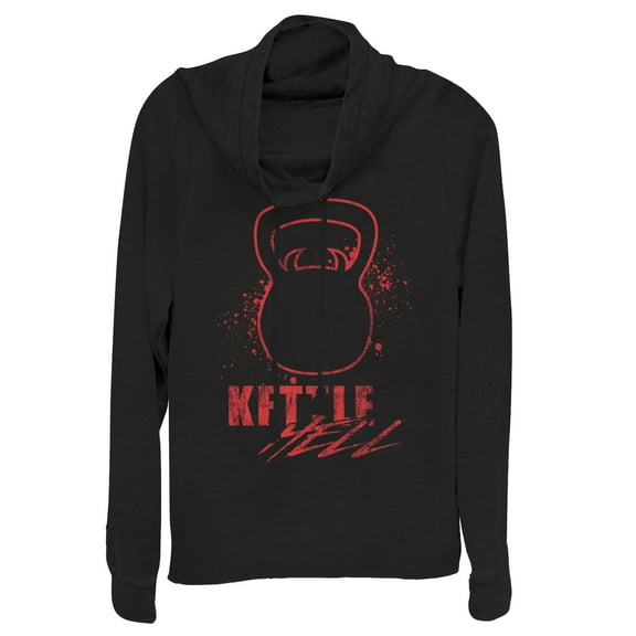 Junior's CHIN UP Kettlebell Hell  Cowl Neck Sweatshirt Black X Large