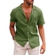 thumbnail image 2 of Camiseta de manga corta para hombre, camisa de lino y algodón de alta calidad, informal, transpirable, con solapa, para primavera y verano, 2 of 4