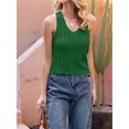 thumbnail image 6 of Womens Pointelle Knit Top V Neck Strappy Tank Tops Summer Sleeveless Blouses Shirts Tops Green XL, 6 of 9