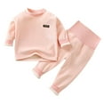 thumbnail image 2 of Busydd Baby Girl Clothes 4 Months-4 Years Solid Color Thermal Fleece Baby Boy Clothes Long Sleeve Crewneck Pullover Tops and Sweatpants Unisex Toddler Kids Pajamas Outfits, 2 of 3