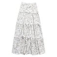 thumbnail image 4 of Unir Women All-Over Tiny Ditsy Floral Print Four-Tier Ruffle Flowy Maxi Skirt Drawstring Elastic Waist 4-Way Stretch Casual Long Bottom 1PC S-XXL Plus Size Friendly, 4 of 4