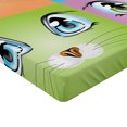 thumbnail image 2 of Ambesonne Cat Fitted Sheet, Colorful Animal Kitten, Queen Size, Orange Purple Green, 2 of 3