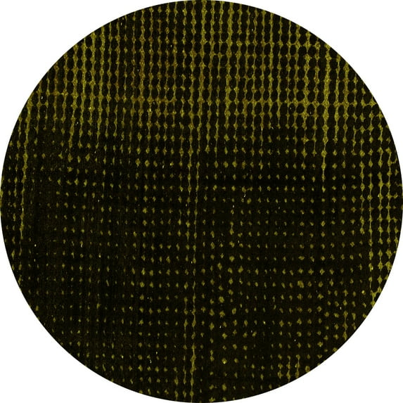 Ahgly Company Indoor Round Abstract Yellow Modern Area Rugs, 6' Round