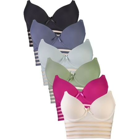 

247 Frenzy Women s Essentials Sofra or Mamia PACK OF 6 Full Coverage Solid Long Line Bras