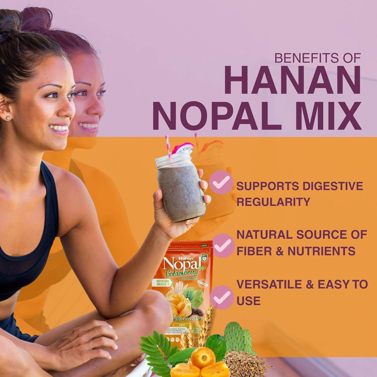 Nopal Mix Aguaymanto 454g - 100% Natural High-Fiber Goldenberry Blend for Digestive Health, Vegan, Non-GMO, Gluten-Free, Keto from Peru (16oz)