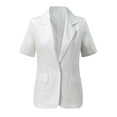 thumbnail image 4 of Sexy Dance Women Summer Plain Cardigan Jacket Blazers Office Outwear Short Sleeve Business Jackets Fake Pocket White 2XL, 4 of 5