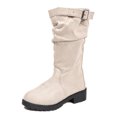 thumbnail image 7 of Kids Girls Buckle Decor Knee High Boots, Ruched Long Shaft Non Slip Low Heel Footwear, Stylish Casual Boots for Fall Winter 11 Little Kids, 7 of 7