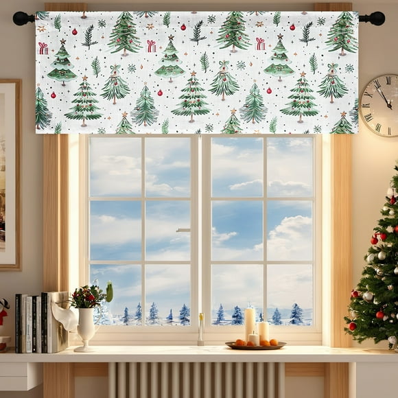 Naittoop Christmas Forest Short Curtains Kitchen Sunshade Curtains Partition Curtains Small Curtains Single Piece