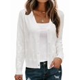 thumbnail image 3 of Women'S Soft Cropped Cardigan Casual Shawl Sweater Top White XXL, 3 of 7