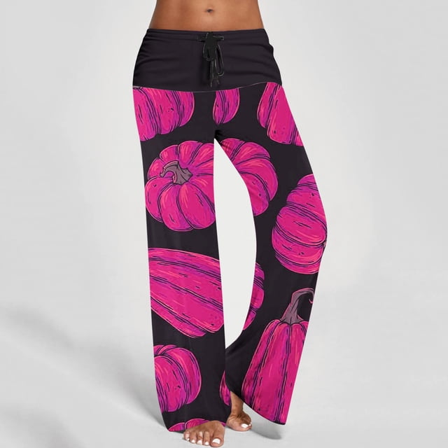 Puntoco Pantalón Recto De Tiras Estampado Casual De Halloween Para Mujer Rosa S