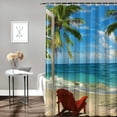 thumbnail image 2 of Orinice  Beach Scene Shower Curtain, Tropical Beach Shower Curtain Summer Shower Curtain Ocean Shower Curtain Palm Tree Shower Curtain Beachy Shower Curtains for Bathroom Set with Hooks 36x72, 2 of 7