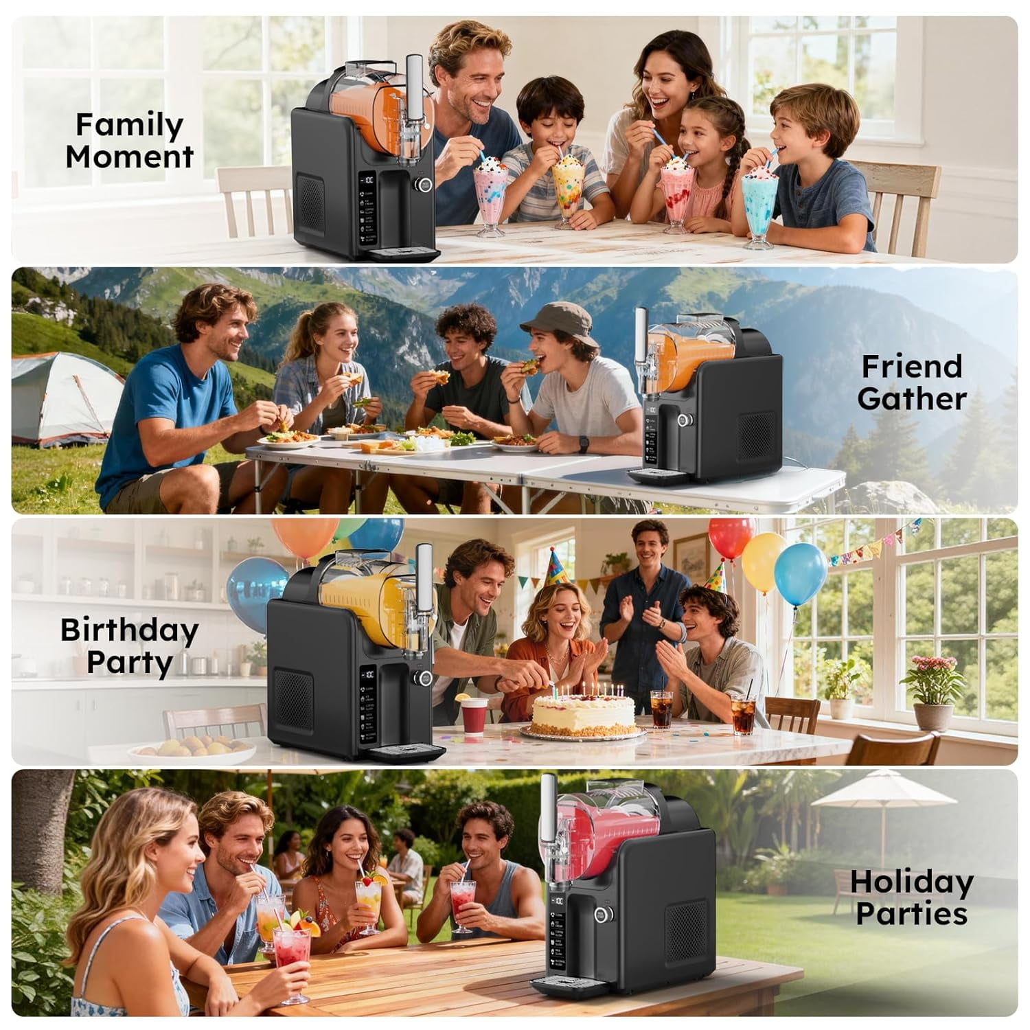 XUTUMM Slushy Machine for Home, No Ice Needed - 85oz Frozen Drink & Ice Cream Maker with 5 Presets, Auto Clean, Quiet
